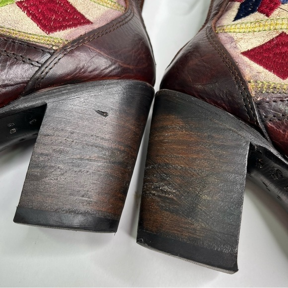 RARE Freebird by Steven Disco Western Tapestry Distressed Rust Leather Boho Boot - Picture 11 of 16